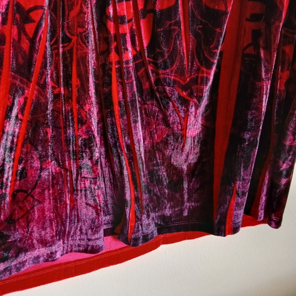 Apt.9 Velvet Baby Doll Style Tunic Shirt 1X Red Vampy Velour Y2K Grunge - Picture 3 of 11